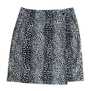 VINTAGE Y2K Crazy Horse Black and White Leopard Print Faux Fur Mini Skirt Large